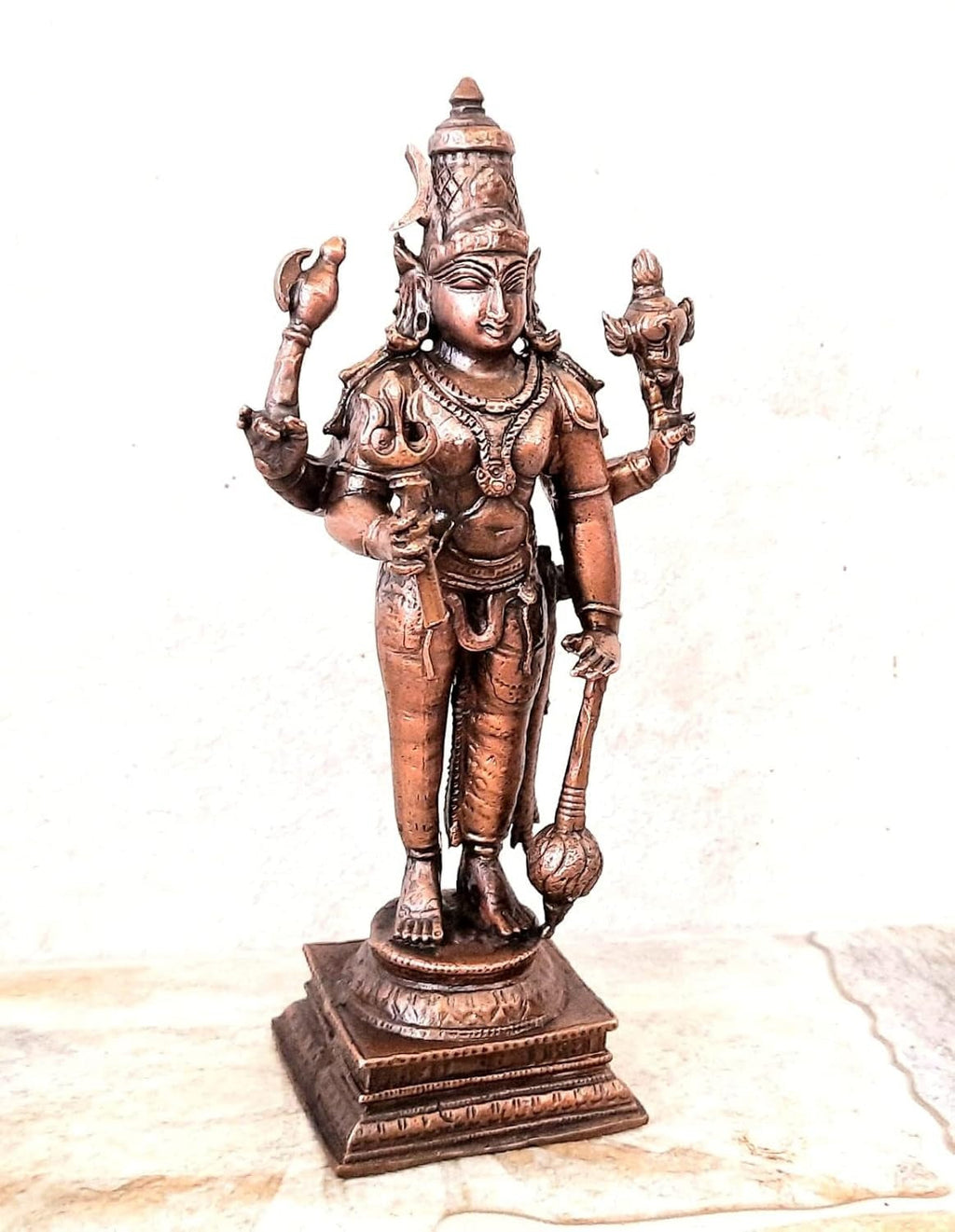 Brownish-Orange Copper Idols Of God Sankaranarayanar By Unikraf , 6 Inches, 800G, Patina Antique Finish, Pack Of 1 Piece
