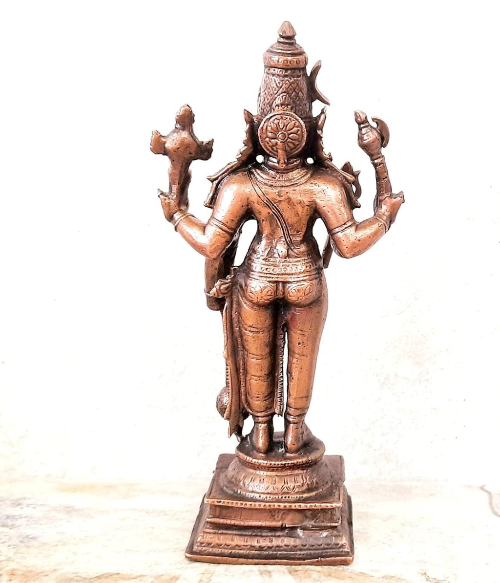 Brownish-Orange Copper Idols Of God Sankaranarayanar By Unikraf , 6 Inches, 800G, Patina Antique Finish, Pack Of 1 Piece