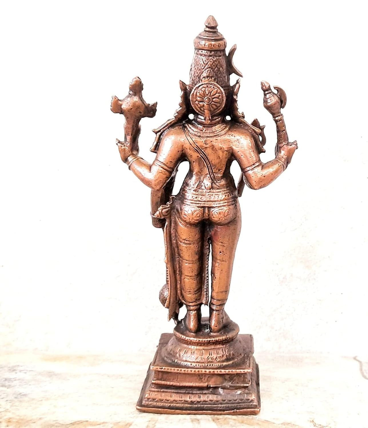 Brownish-Orange Copper Idols Of God Sankaranarayanar By Unikraf , 6 Inches, 800G, Patina Antique Finish, Pack Of 1 Piece