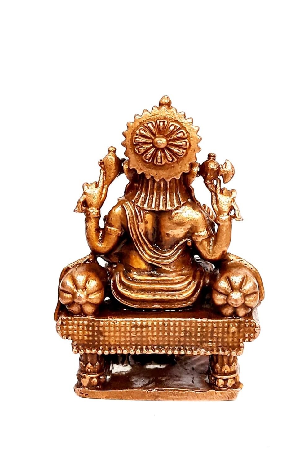 Brownish-Orange Copper Idols Of God Ganeash With Prabhavalli By Unikraf , 2.5 Inch, 160 Gram, Patina Antique Finish, Pack Of 1 Piece