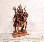 Brownish-Orange Copper Idols Of God Combo Shiva Parvathi Idol With Nandhi Vahnam Idol By Unikraf , 11.5 Cm, 471G, Patina Antique Finish, Pack Of 1 Piece