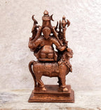 Brownish-Orange Copper Idols Of God Combo Shiva Parvathi Idol With Nandhi Vahnam Idol By Unikraf , 11.5 Cm, 471G, Patina Antique Finish, Pack Of 1 Piece