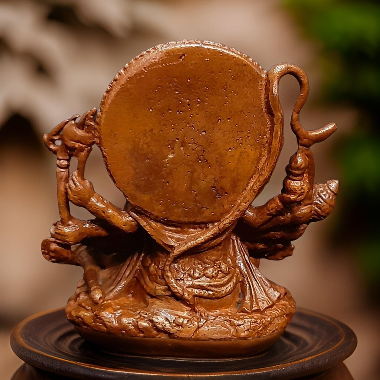 Brown Copper God Idols Sitting Panchamuka Hanuman, 2.9 Inches, 470G, Patina Antique Finish, Pack Of 1 Piece