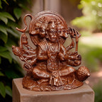 Brown Copper God Idols Sitting Panchamuka Hanuman, 2.9 Inches, 470G, Patina Antique Finish, Pack Of 1 Piece