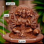 Brown Copper God Idols Sitting Panchamuka Hanuman, 2.9 Inches, 470G, Patina Antique Finish, Pack Of 1 Piece