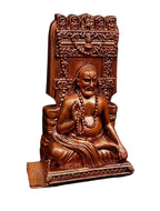 Brownish-Orange Copper Idols India, 1.3 Inches, Handmade Sri Raghavendra Swamy, 43G, Patina Antique Finish, Pack Of 1 Piece