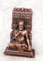 Brownish-Orange Copper Idols India, 1.3 Inches, Handmade Sri Raghavendra Swamy, 43G, Patina Antique Finish, Pack Of 1 Piece