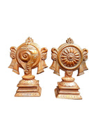 Brown Copper Handmade Sanghu And Chakram 4.1 Inches, 520G, Pack Of 2 Piece