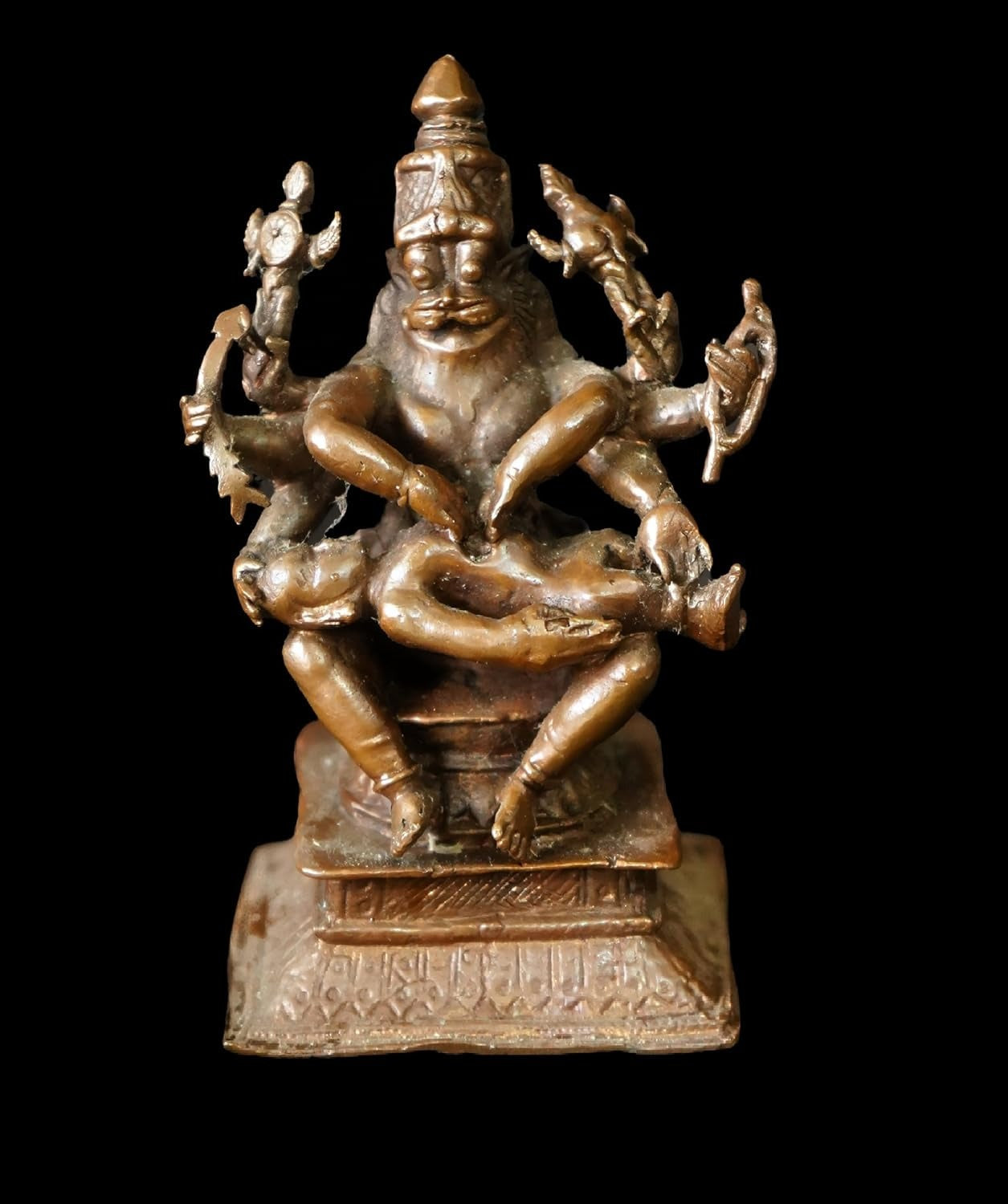 Brown Copper God Idols Narasimhar 3.5 Inches, 350G, Patina Antique Finish, Pack Of 1 Piece