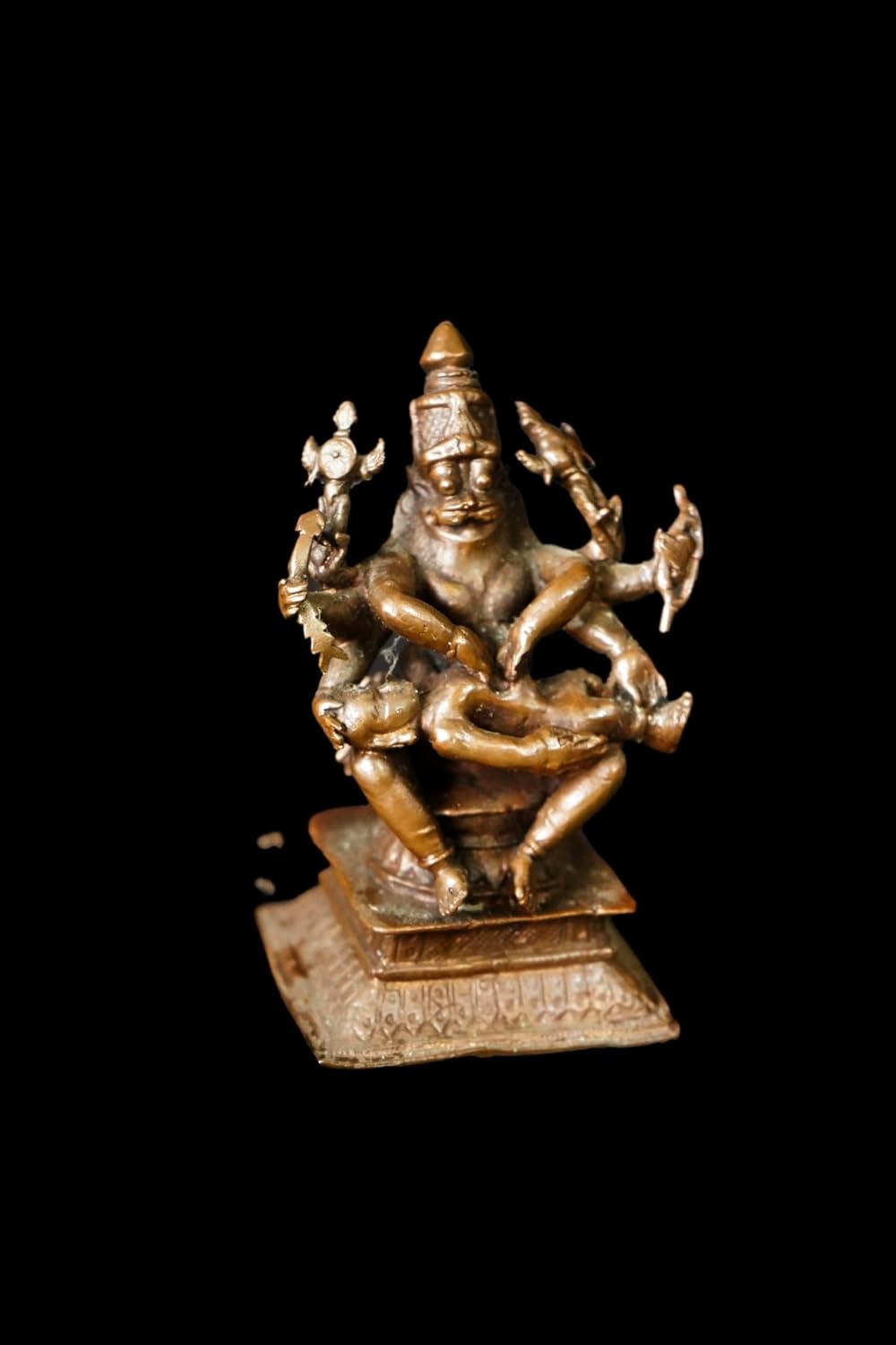 Brown Copper God Idols Narasimhar 3.5 Inches, 350G, Patina Antique Finish, Pack Of 1 Piece