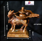 Brown Copper God Idols Shivalingam Wih Nandhi Combo Set, 3.9 Inches, 410G, Patina Antique Finish, Pack Of 1 Piece