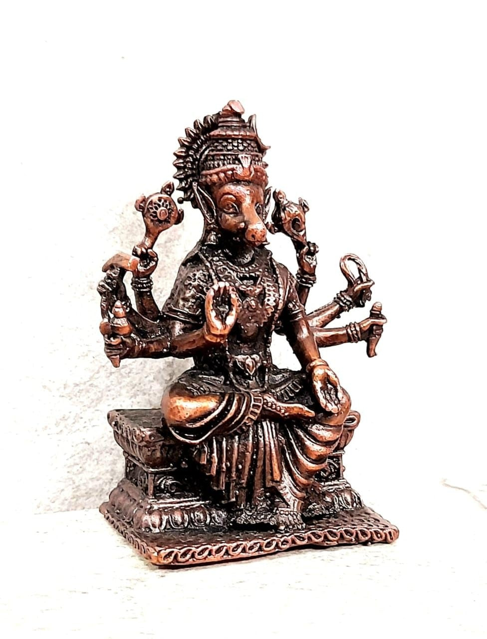 Brown Copper God Varahi, 2.7 Inches, 200G, Patina Antique Finish, Pack Of 1 Piece