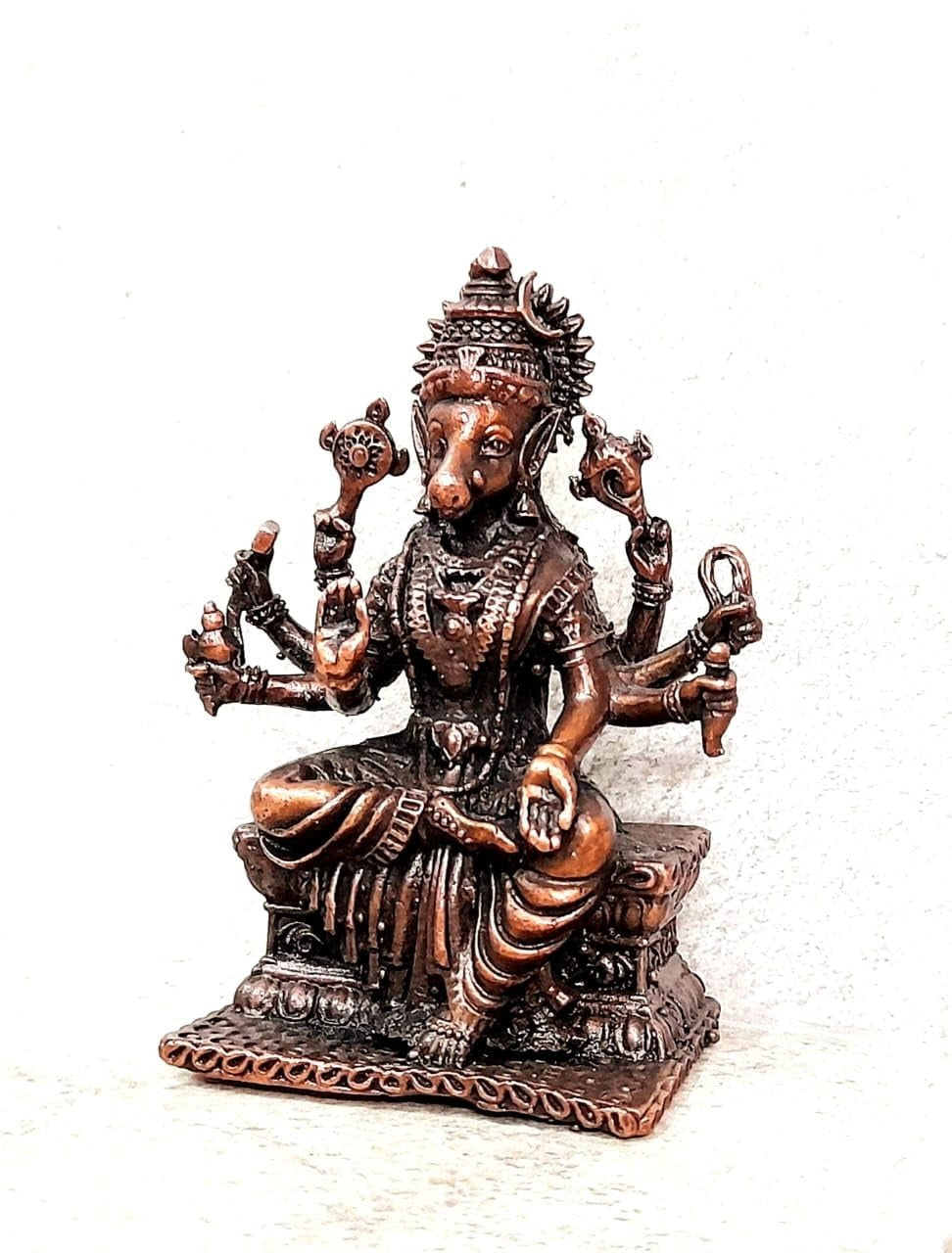 Brown Copper God Varahi, 2.7 Inches, 200G, Patina Antique Finish, Pack Of 1 Piece