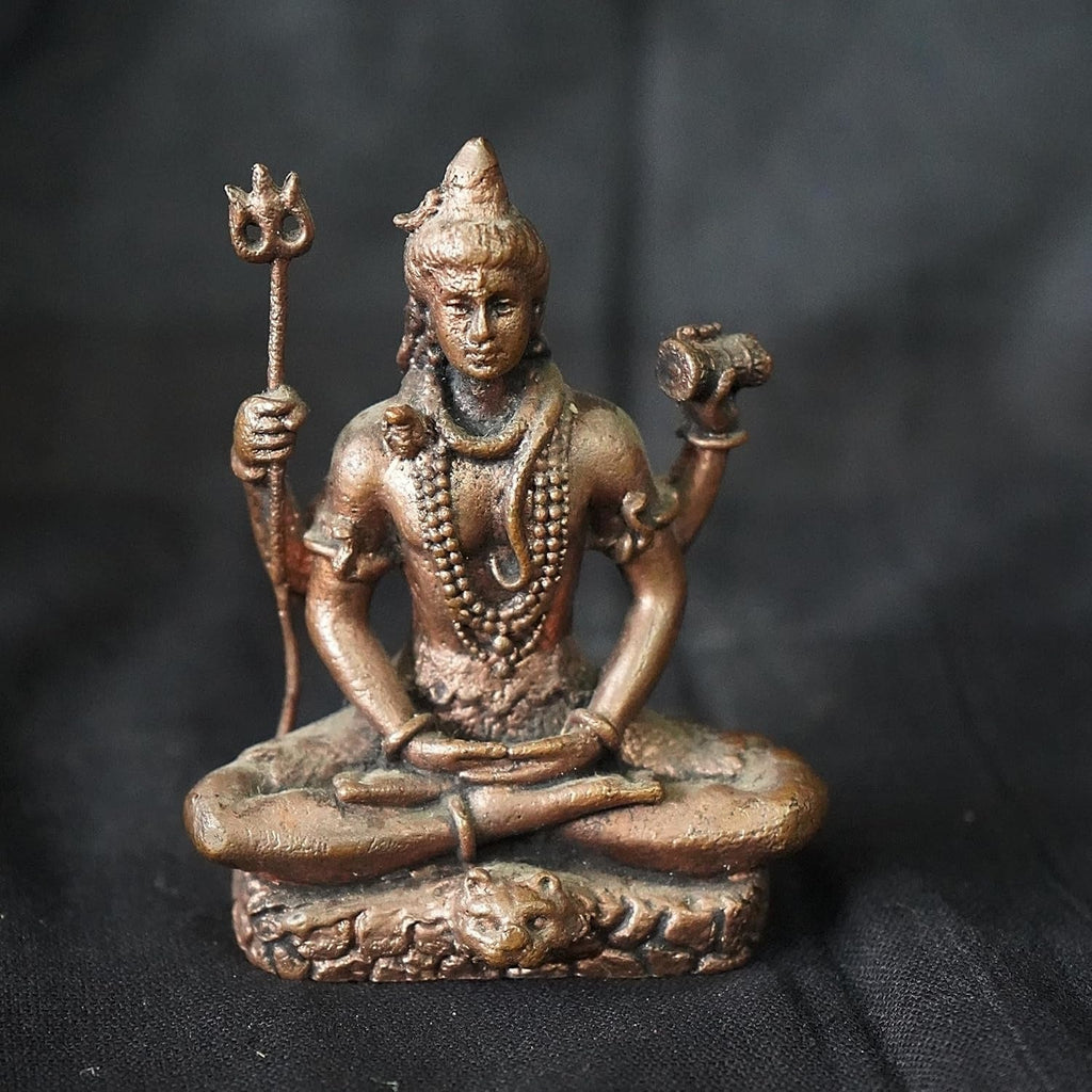 Brown Copper God Idols Shiva, 2.9 Inches, 280G, Patina Antique Finish, Pack Of 1 Piece