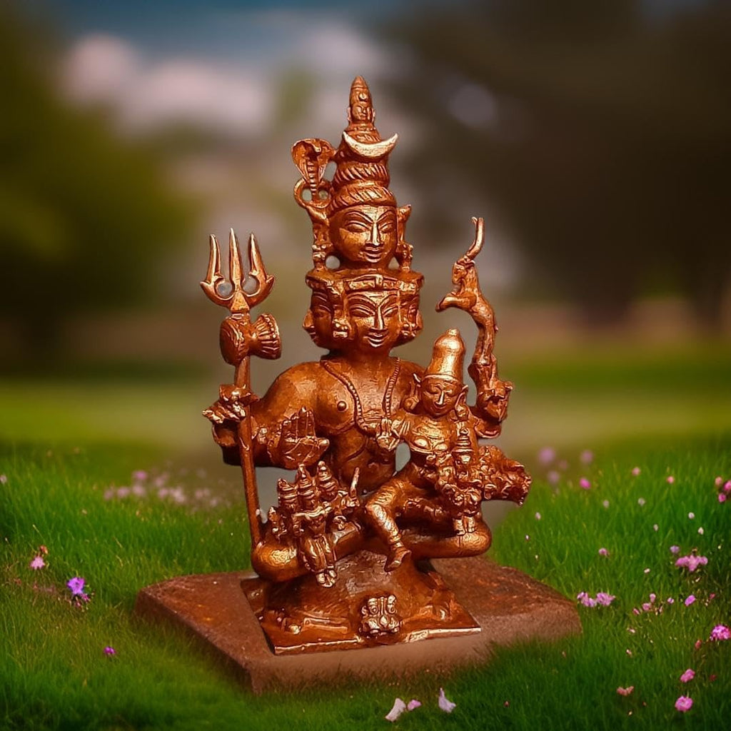 Brown Copper God Idols Panchamuka Shiva 4 Inches, 327G, Pack Of 1 Piece