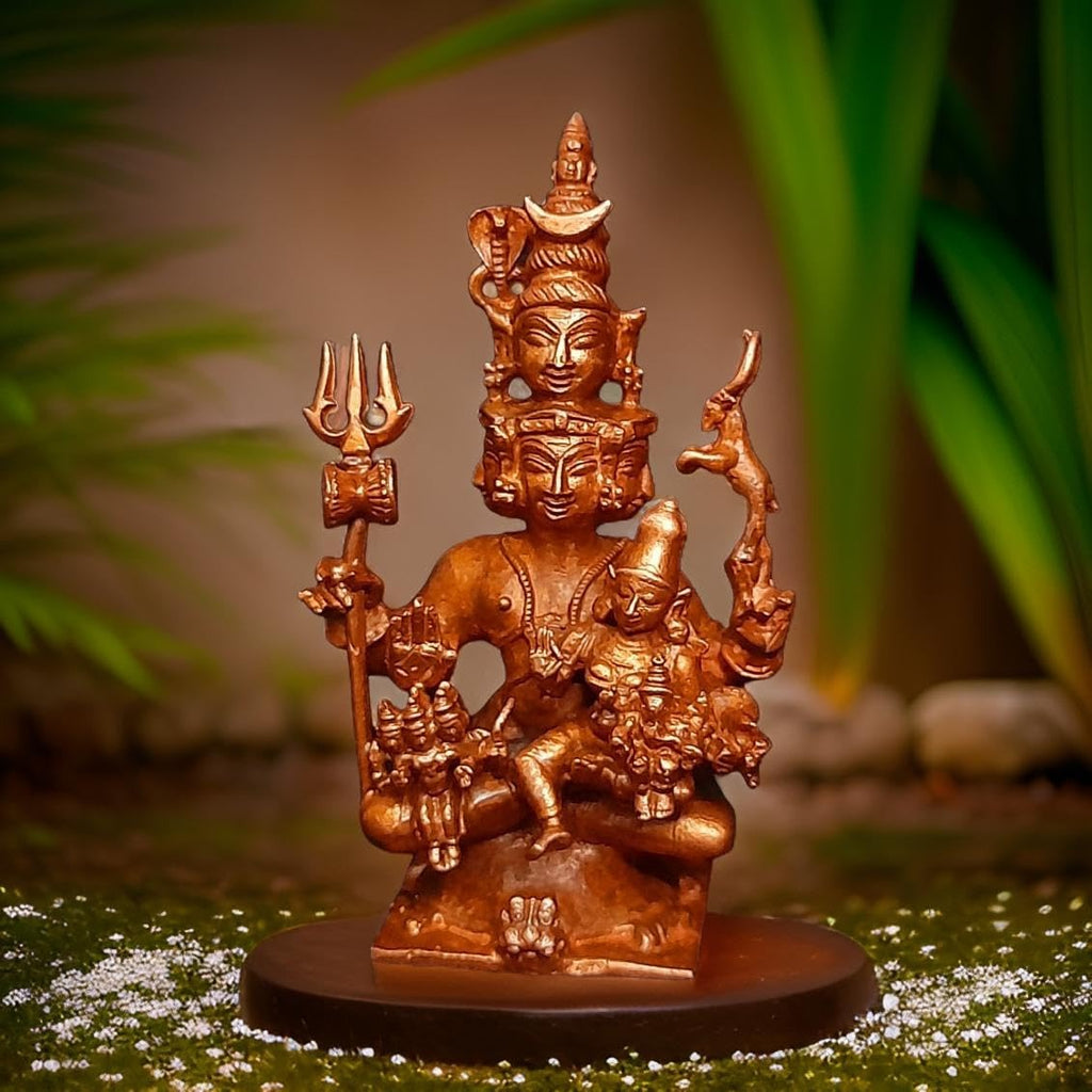 Brown Copper God Idols Panchamuka Shiva 4 Inches, 327G, Pack Of 1 Piece