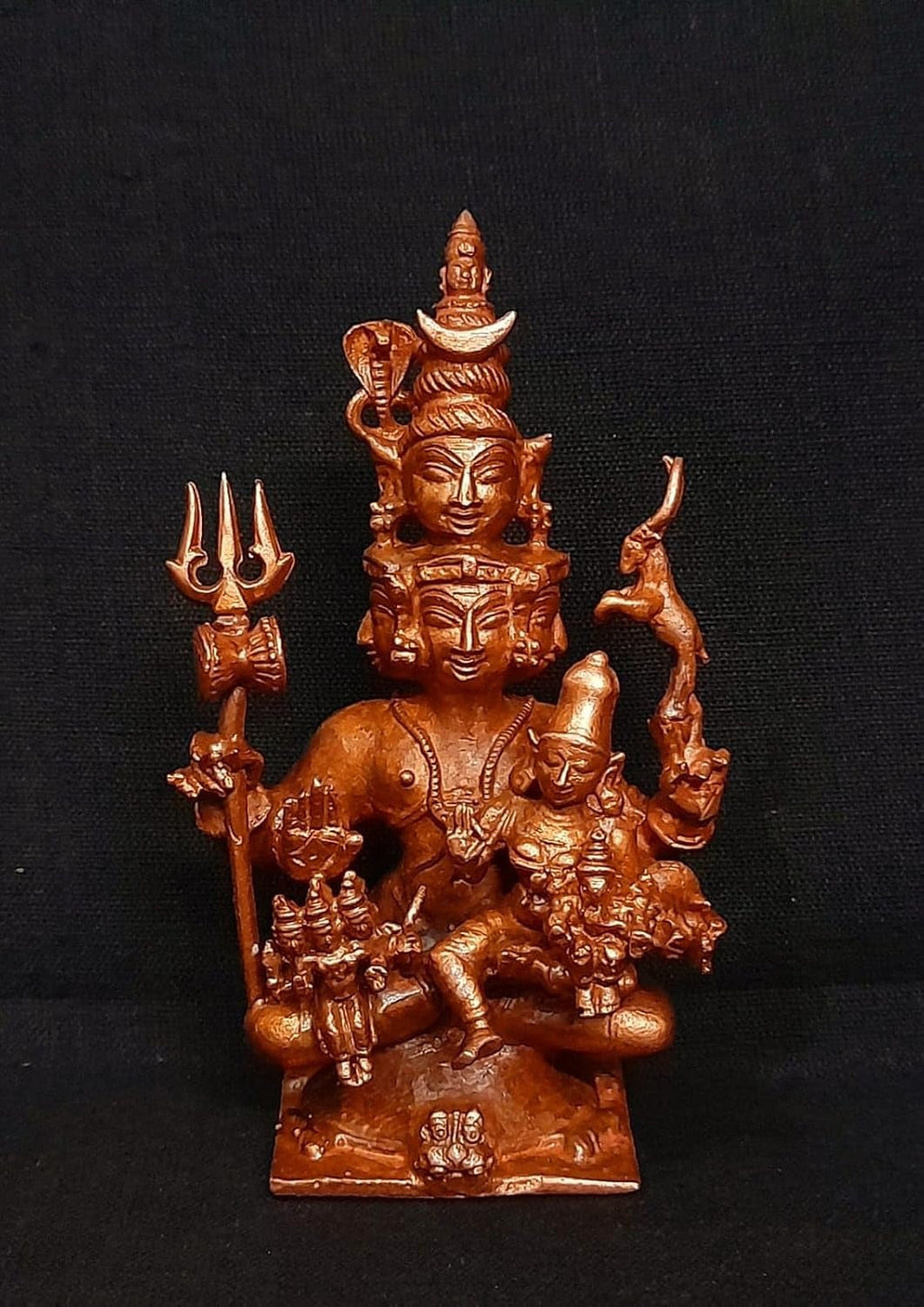 Brown Copper God Idols Panchamuka Shiva 4 Inches, 327G, Pack Of 1 Piece