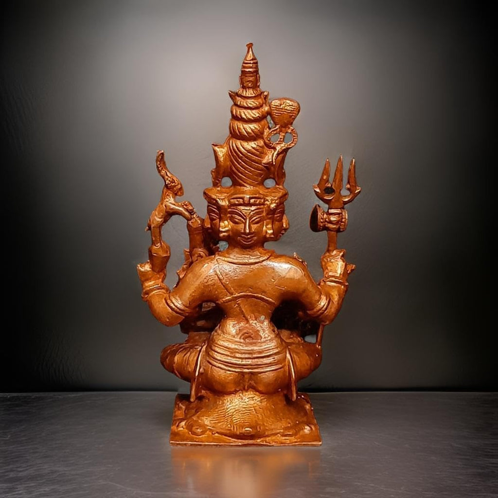 Brown Copper God Idols Panchamuka Shiva 4 Inches, 327G, Pack Of 1 Piece