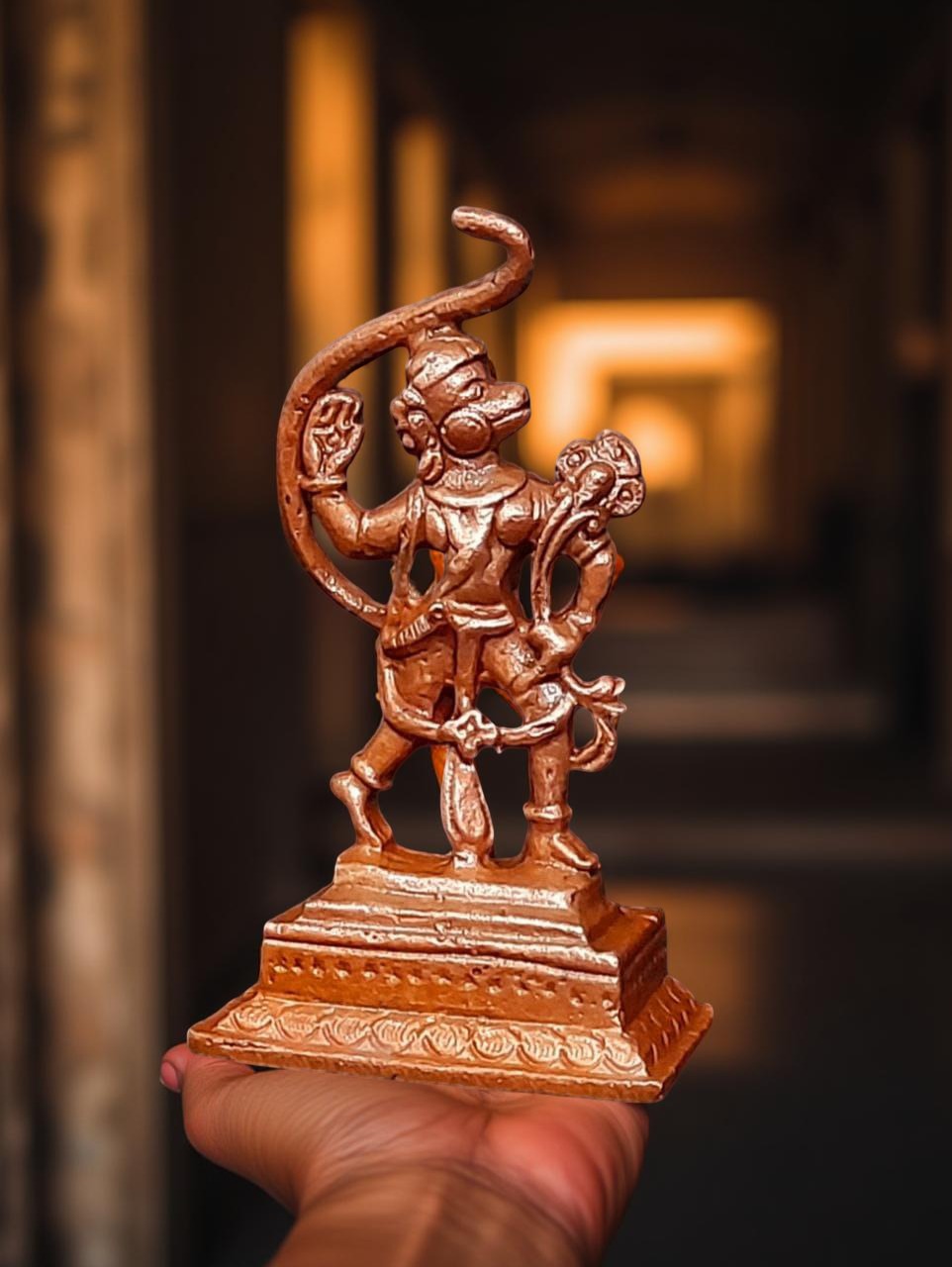 Copper Idols India, 2.1 Inches, Handmade Little Hanuman, 36Grams, Patina Antique Finish, Pack Of 1 Piece