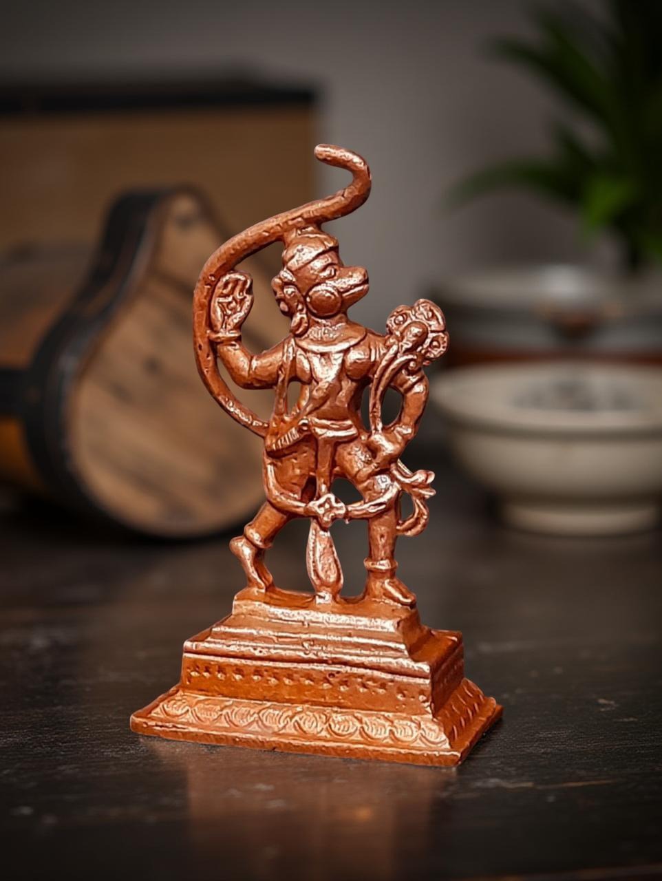 Copper Idols India, 2.1 Inches, Handmade Little Hanuman, 36Grams, Patina Antique Finish, Pack Of 1 Piece