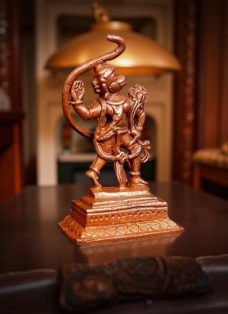 Copper Idols India, 2.1 Inches, Handmade Little Hanuman, 36Grams, Patina Antique Finish, Pack Of 1 Piece