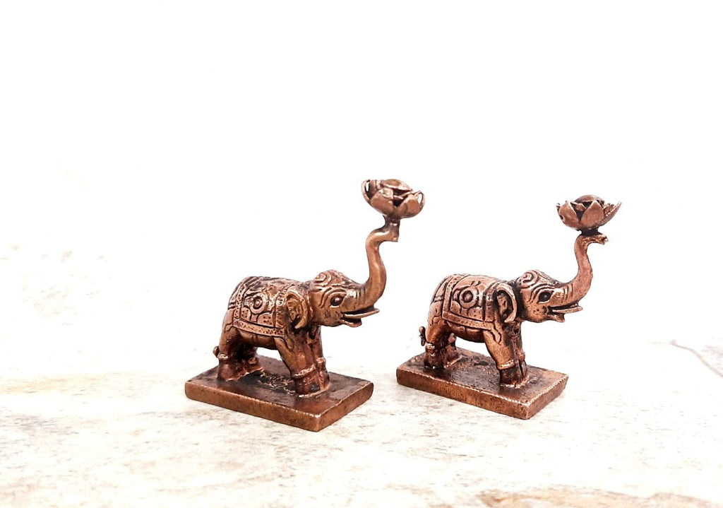 Brownish-Orange Copper Idols, 4.5 Cm, Handmade Standing Elephant Idol 140 Gram, Patina Antique Finish, Pack Of 1 Piece