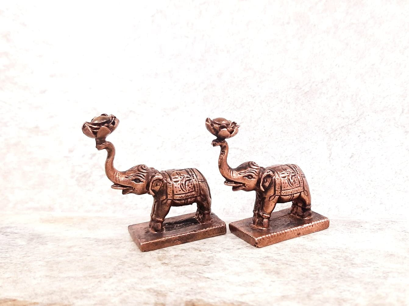 Brownish-Orange Copper Idols, 4.5 Cm, Handmade Standing Elephant Idol 140 Gram, Patina Antique Finish, Pack Of 1 Piece