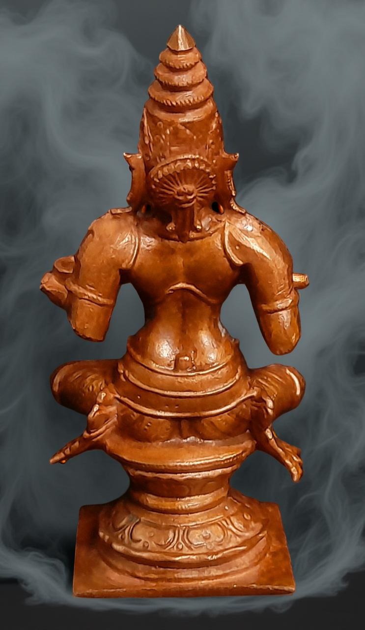 Brownish-Orange Copper Idols India, 3.9 Inches, Handmade Annapoorani Idol With, 340G, Patina Antique Finish, Pack Of 1 Piece