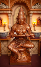 Brownish-Orange Copper Idols India, 3.9 Inches, Handmade Annapoorani Idol With, 340G, Patina Antique Finish, Pack Of 1 Piece