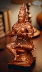 Brownish-Orange Copper Idols India, 3.9 Inches, Handmade Annapoorani Idol With, 340G, Patina Antique Finish, Pack Of 1 Piece