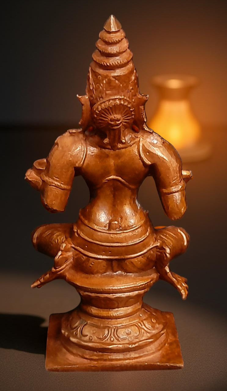 Brownish-Orange Copper Idols India, 3.9 Inches, Handmade Annapoorani Idol With, 340G, Patina Antique Finish, Pack Of 1 Piece