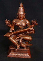 Brownish-Orange Copper Idols, 4 Inches, Handmade Saraswathi 500G, Patina Antique Finish, Pack Of 1 Piece