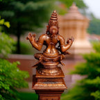 Brownish-Orange Copper Idols, 4 Inches, Handmade Saraswathi 500G, Patina Antique Finish, Pack Of 1 Piece