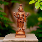 Brownish-Orange Copper Idols, 15.5 Cm, Handmade Guruvayurappan 750 G, Patina Antique Finish, Pack Of 1 Piece