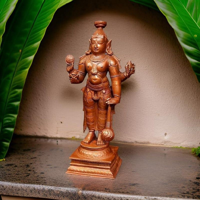 Brownish-Orange Copper Idols, 15.5 Cm, Handmade Guruvayurappan 750 G, Patina Antique Finish, Pack Of 1 Piece