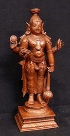 Brownish-Orange Copper Idols, 15.5 Cm, Handmade Guruvayurappan 750 G, Patina Antique Finish, Pack Of 1 Piece