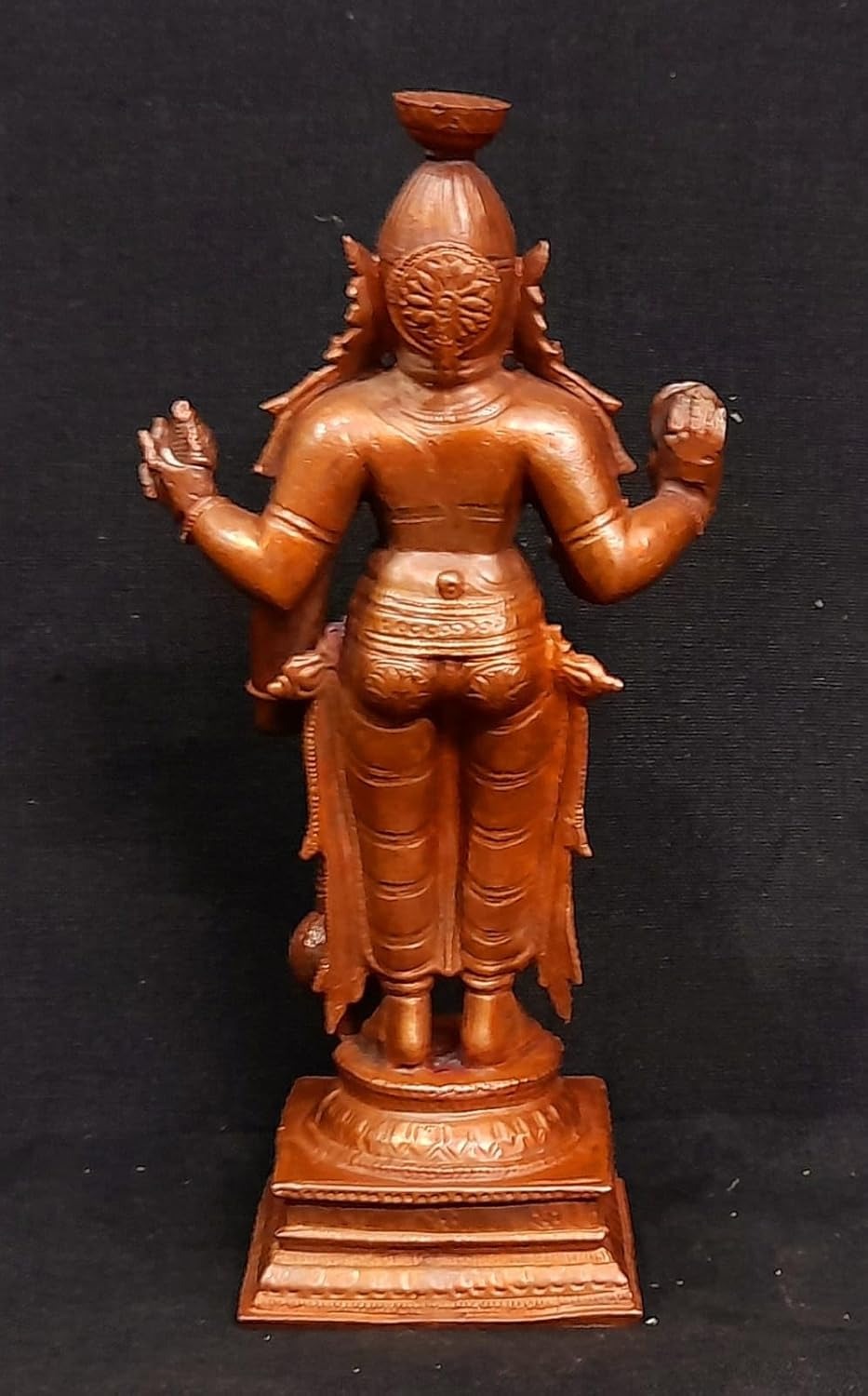 Brownish-Orange Copper Idols, 15.5 Cm, Handmade Guruvayurappan 750 G, Patina Antique Finish, Pack Of 1 Piece