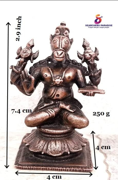 Brownish-Orange Copper Idols Indiaby, 2.9 Inches, Handmade Lord Hayagriva, 250G, Patina Antique Finish, Pack Of 1 Piece
