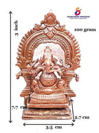Brownish-Orange Copper Idols Of God Little Ganesh With Prabhavalli, 3 Inches, 100G, Patina Antique Finish, Pack Of 1 Piece