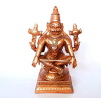 Brownish-Orange Copper Idols Of God Yoganarasimhar By Unikraf , 4.5 Inches, 650G, Patina Antique Finish, Pack Of 1 Piece