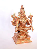 Brownish-Orange Copper Idols Of God Yoganarasimhar By Unikraf , 4.5 Inches, 650G, Patina Antique Finish, Pack Of 1 Piece