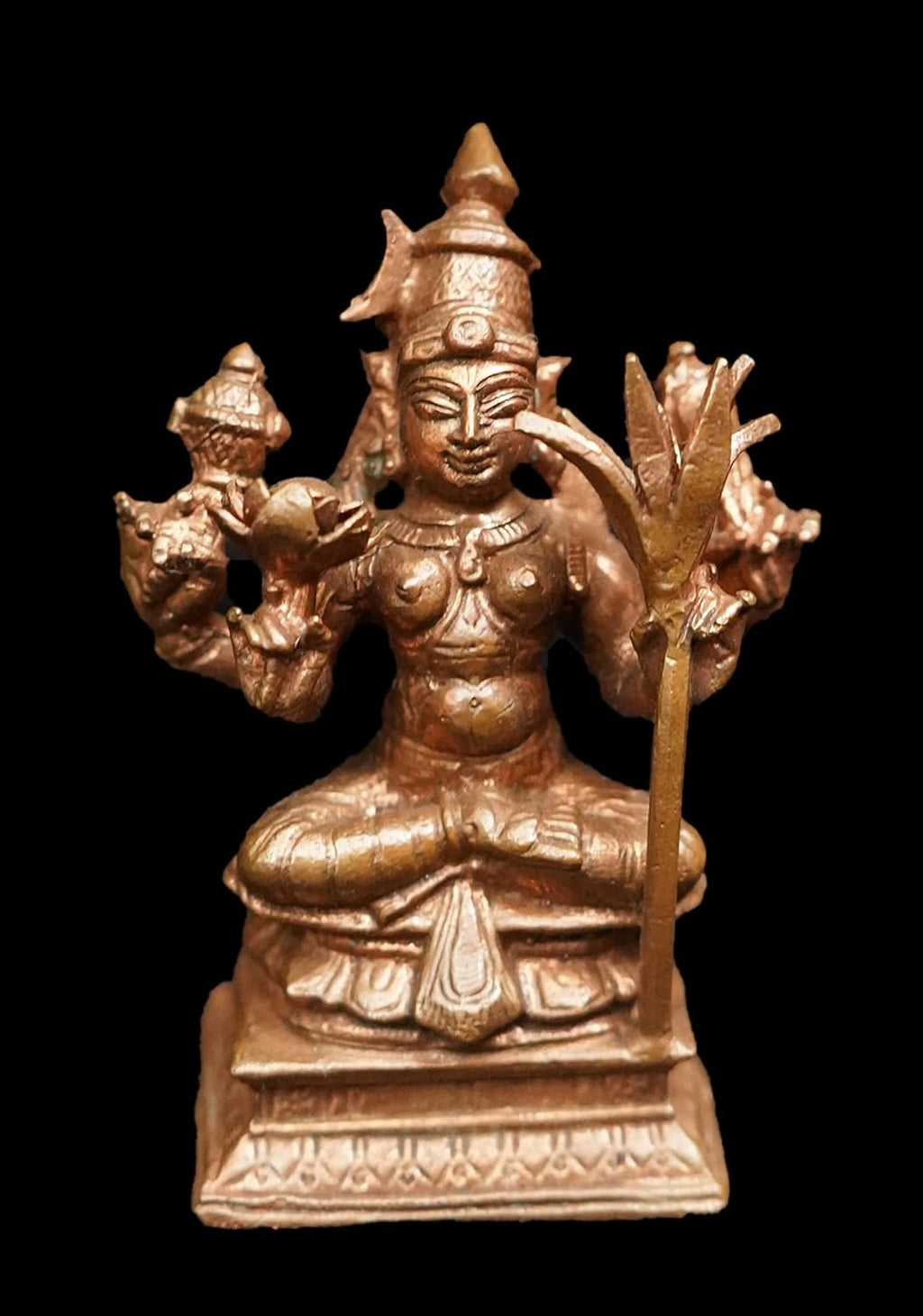 Brown Copper God Idols Raja Rajeshwari, 3.3 Inches 280 Gram, Patina Antique Finish, Pack Of 1 Piece