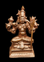 Brown Copper God Idols Raja Rajeshwari, 3.3 Inches 280 Gram, Patina Antique Finish, Pack Of 1 Piece
