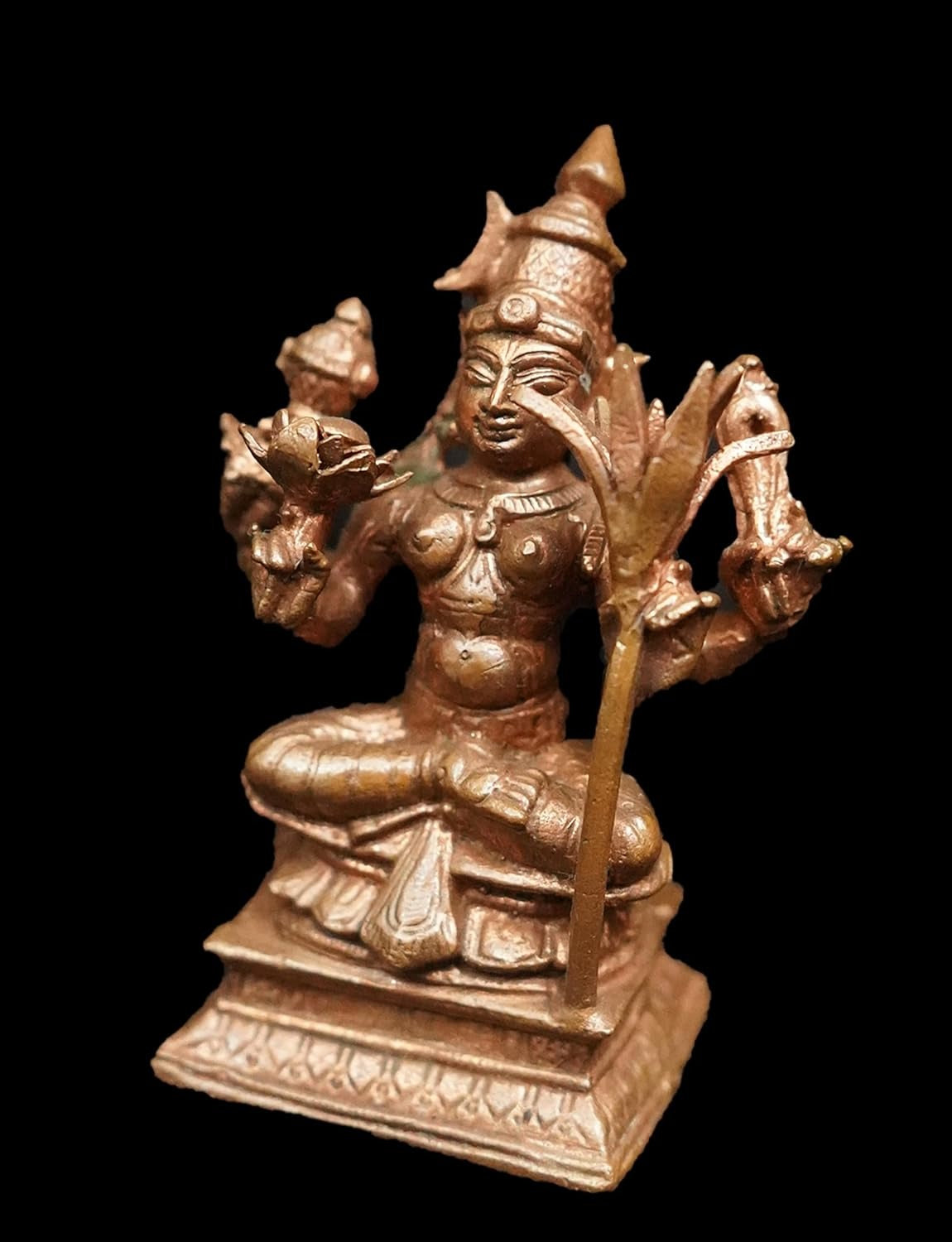 Brown Copper God Idols Raja Rajeshwari, 3.3 Inches 280 Gram, Patina Antique Finish, Pack Of 1 Piece