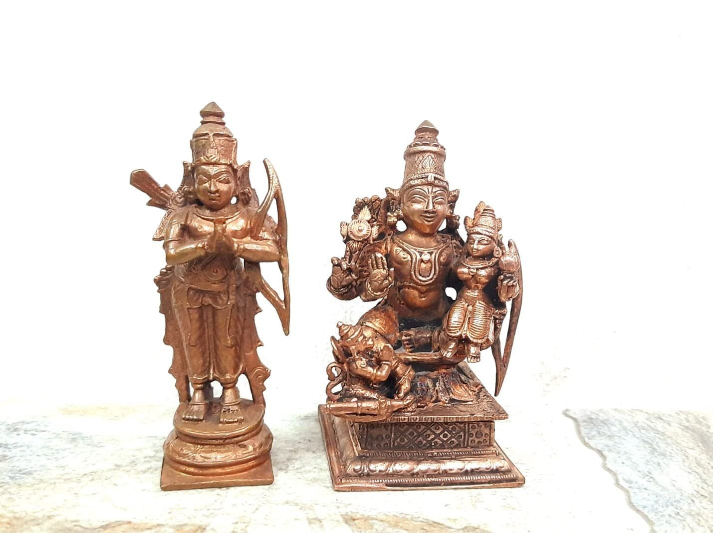 Brownish-Orange Copper Idolsby, 9 Cm, Handmade Ram Darbar 575G, Patina Antique Finish, Pack Of 1 Piece