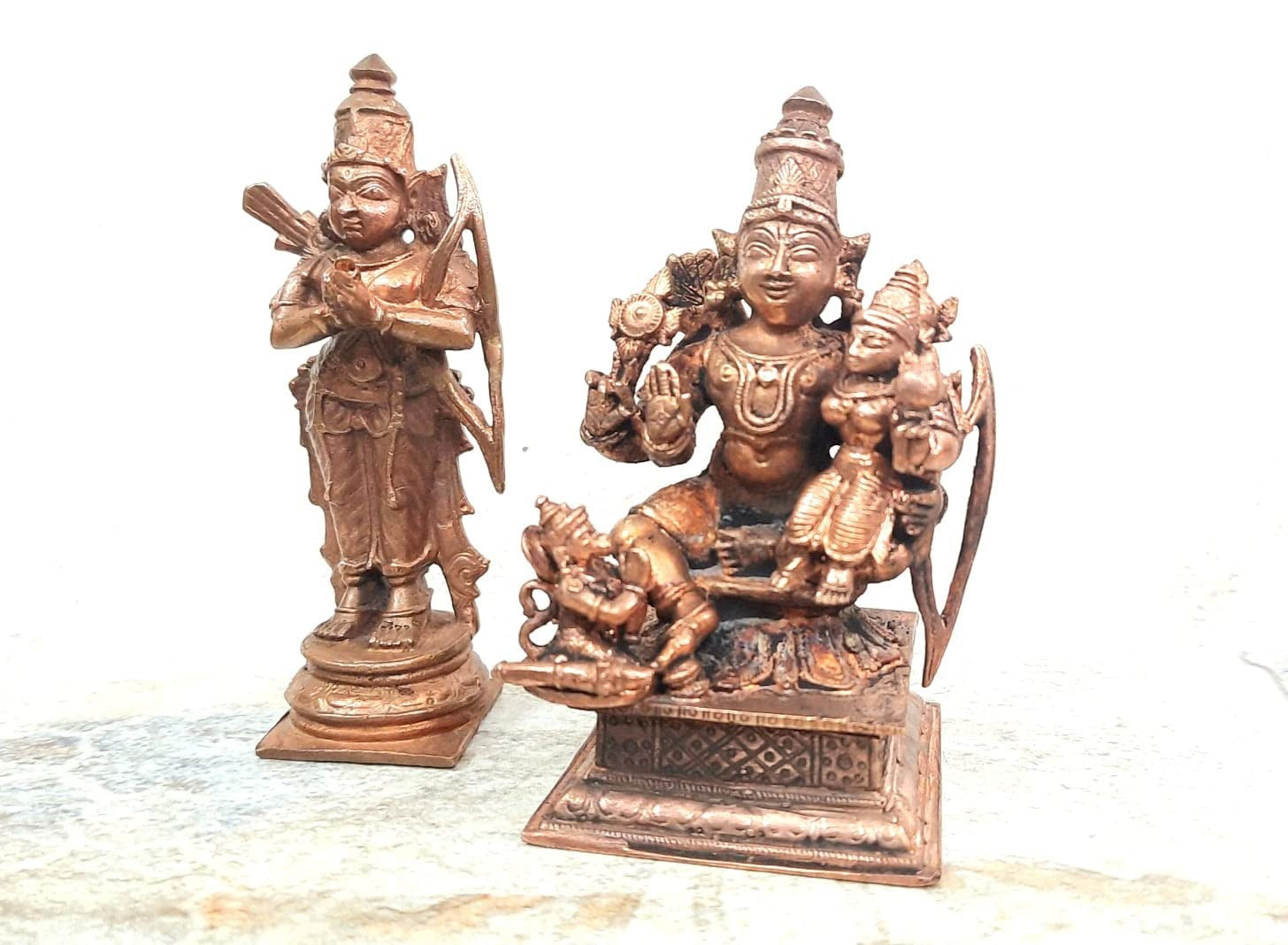 Brownish-Orange Copper Idolsby, 9 Cm, Handmade Ram Darbar 575G, Patina Antique Finish, Pack Of 1 Piece