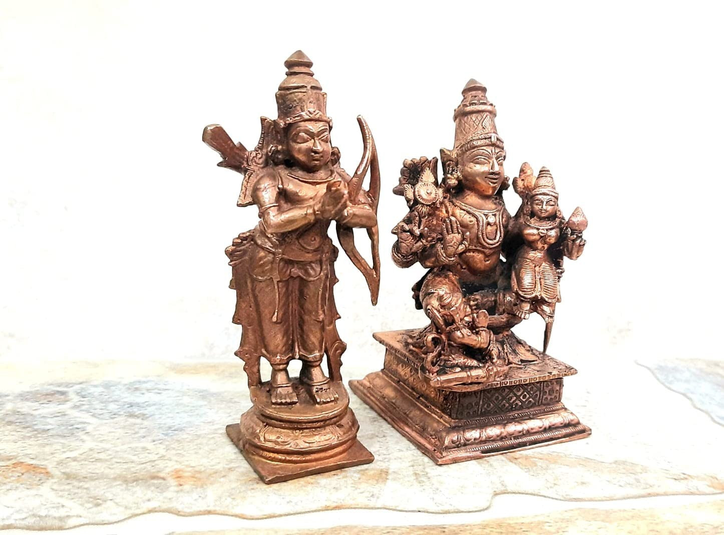 Brownish-Orange Copper Idolsby, 9 Cm, Handmade Ram Darbar 575G, Patina Antique Finish, Pack Of 1 Piece