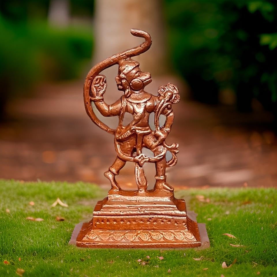 Copper Idols India, 2.1 Inches, Handmade Little Hanuman, 36Grams, Patina Antique Finish, Pack Of 1 Piece