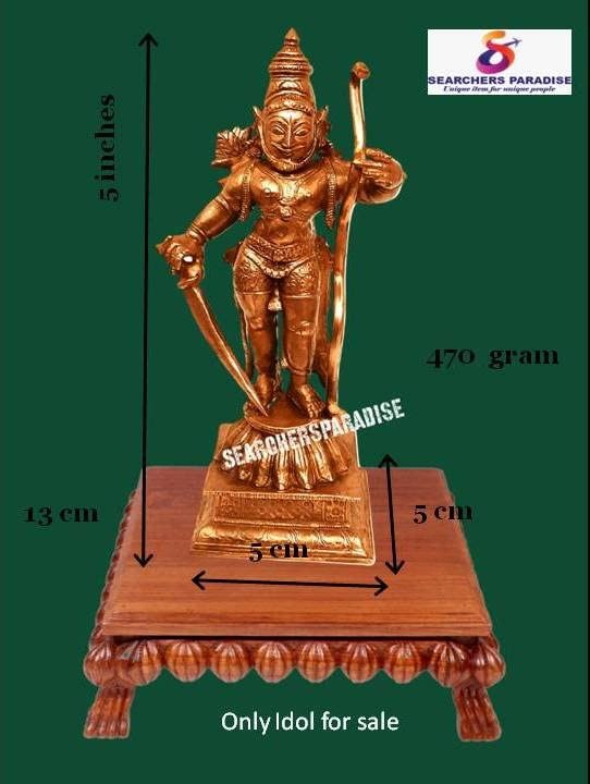 Brownish-Orange Copper Idols Of God Standing Sastha, 5.1 Inches, 470G, Patina Antique Finish, Pack Of 1 Piece