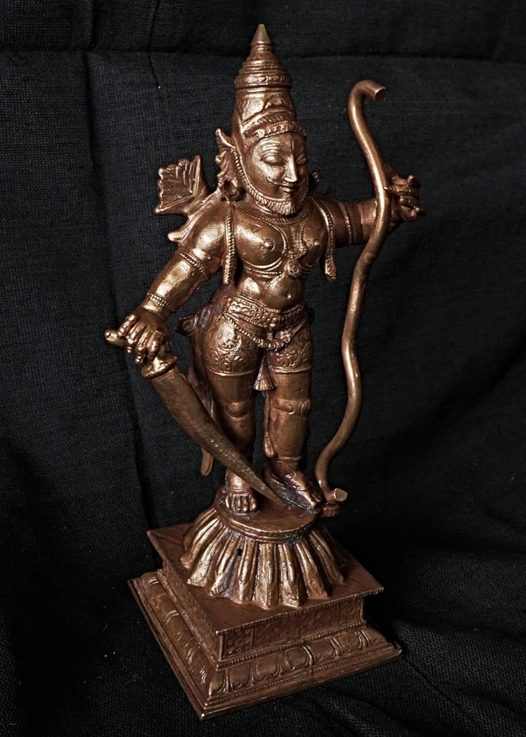 Brownish-Orange Copper Idols Of God Standing Sastha, 5.1 Inches, 470G, Patina Antique Finish, Pack Of 1 Piece